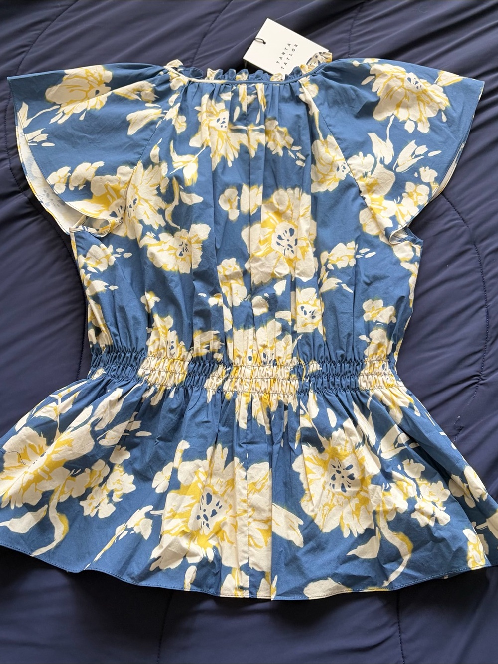 Tanya Taylor Ivana Top in French Blue Multi - Picture 8 of 13